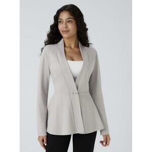 Halara Large V Neck Single Front Work Peplum Jacket Gray NWT